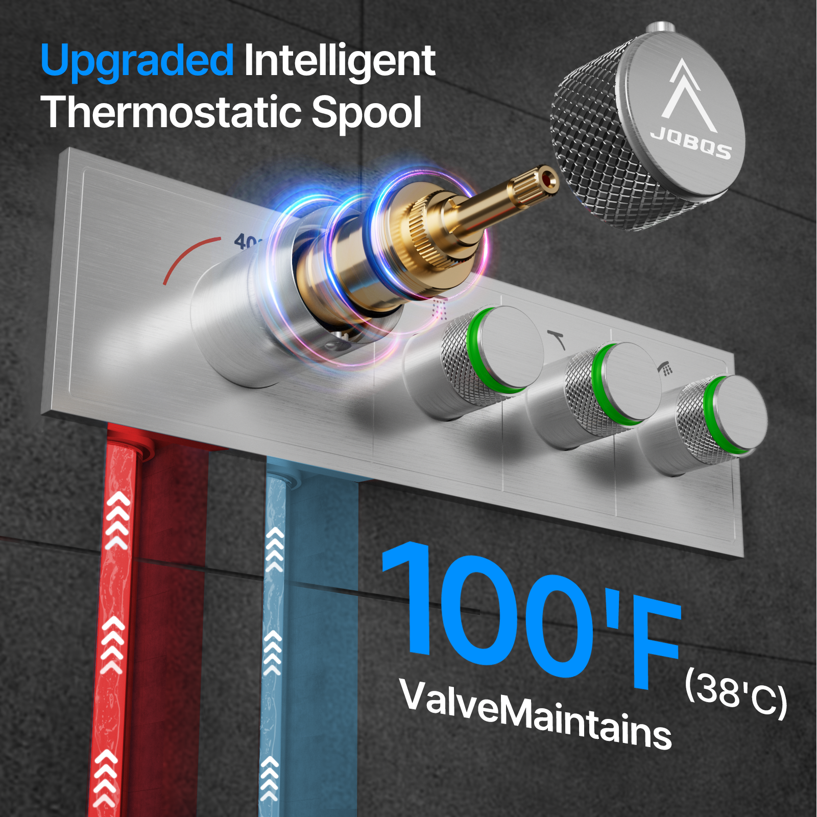 Thermostatic square shower head with three functions - 图片 6