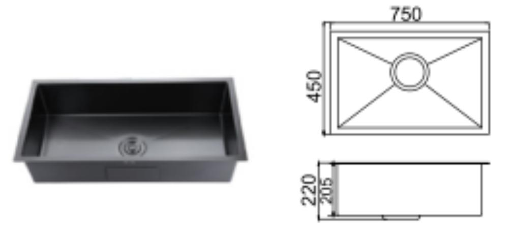 Gauge Stainless Steel Single Bowl Topmount Kitchen Sink-ZD7545XH - 图片 2
