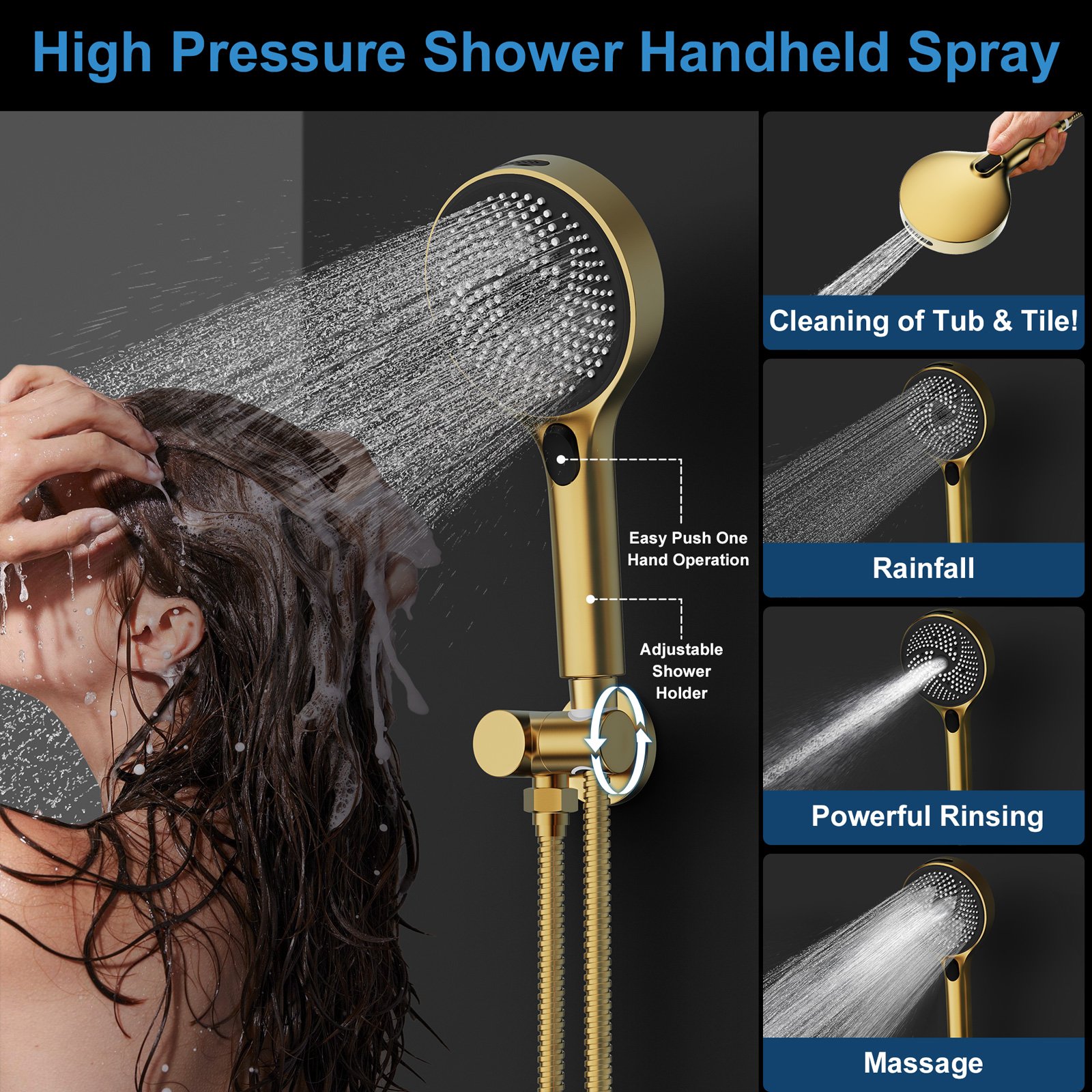 Thermostatic round three-function brushed gold (shower system) - 图片 5