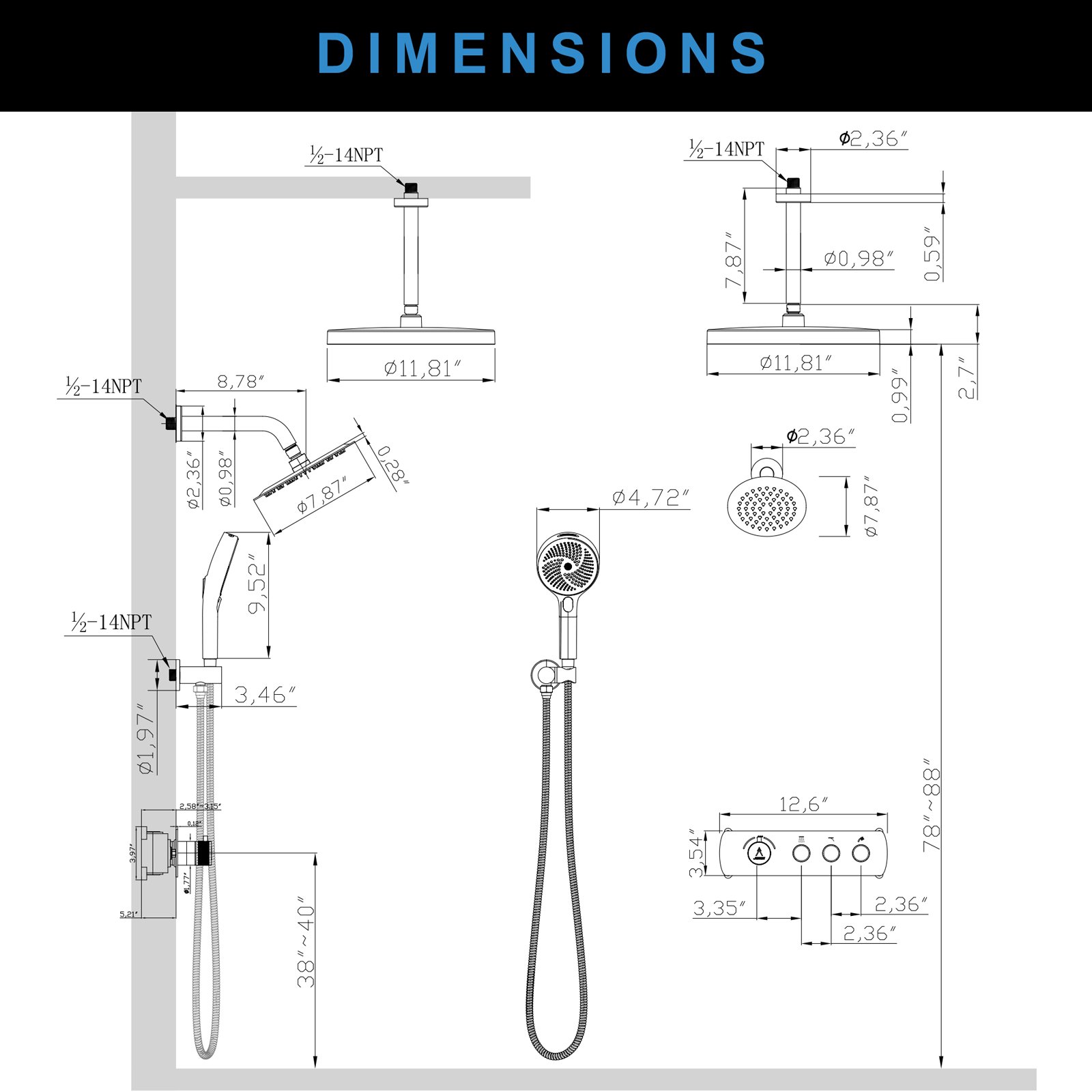 Thermostatic, round, three-function, brushed finish. - 图片 9