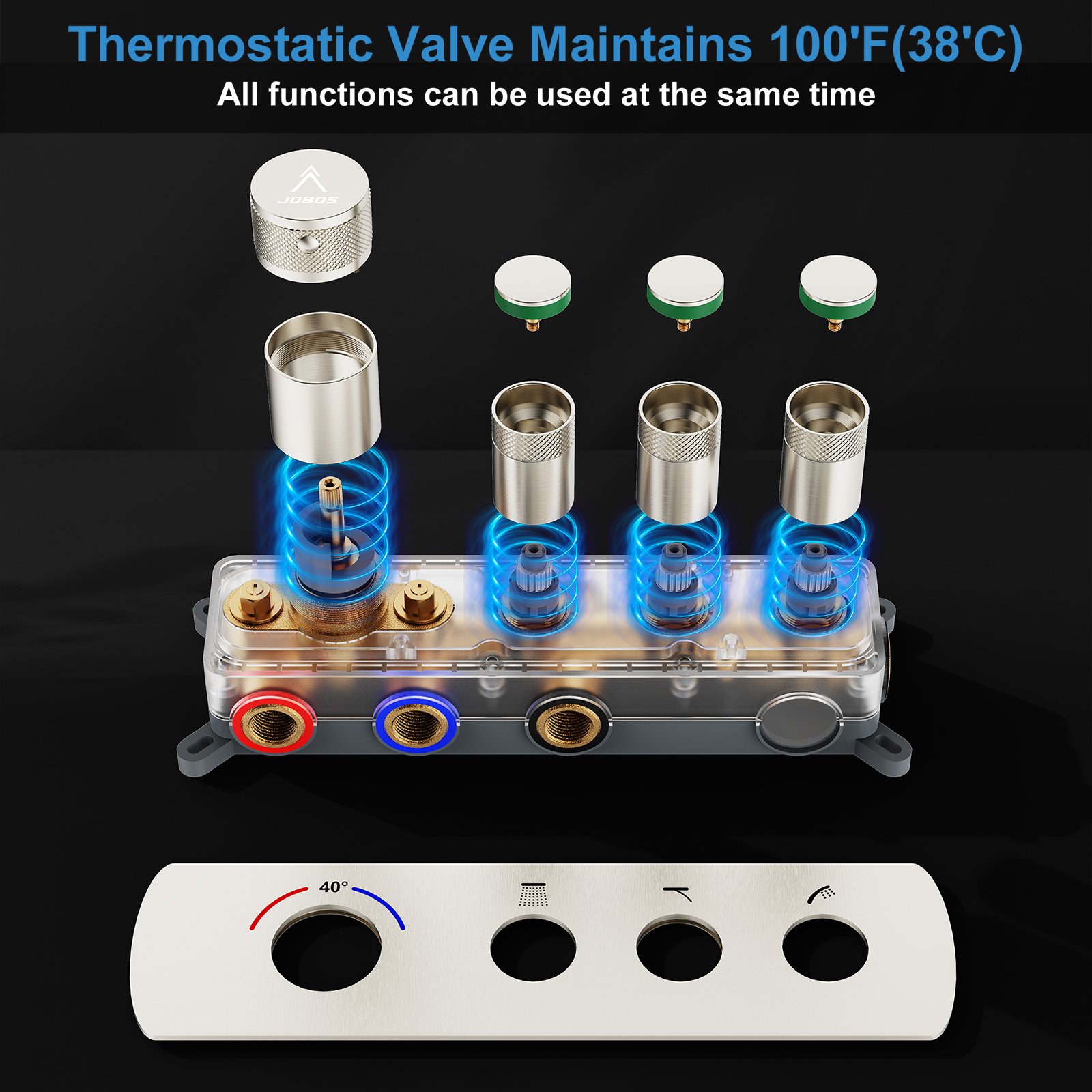 Thermostatic, round, three-function, brushed finish. - 图片 6