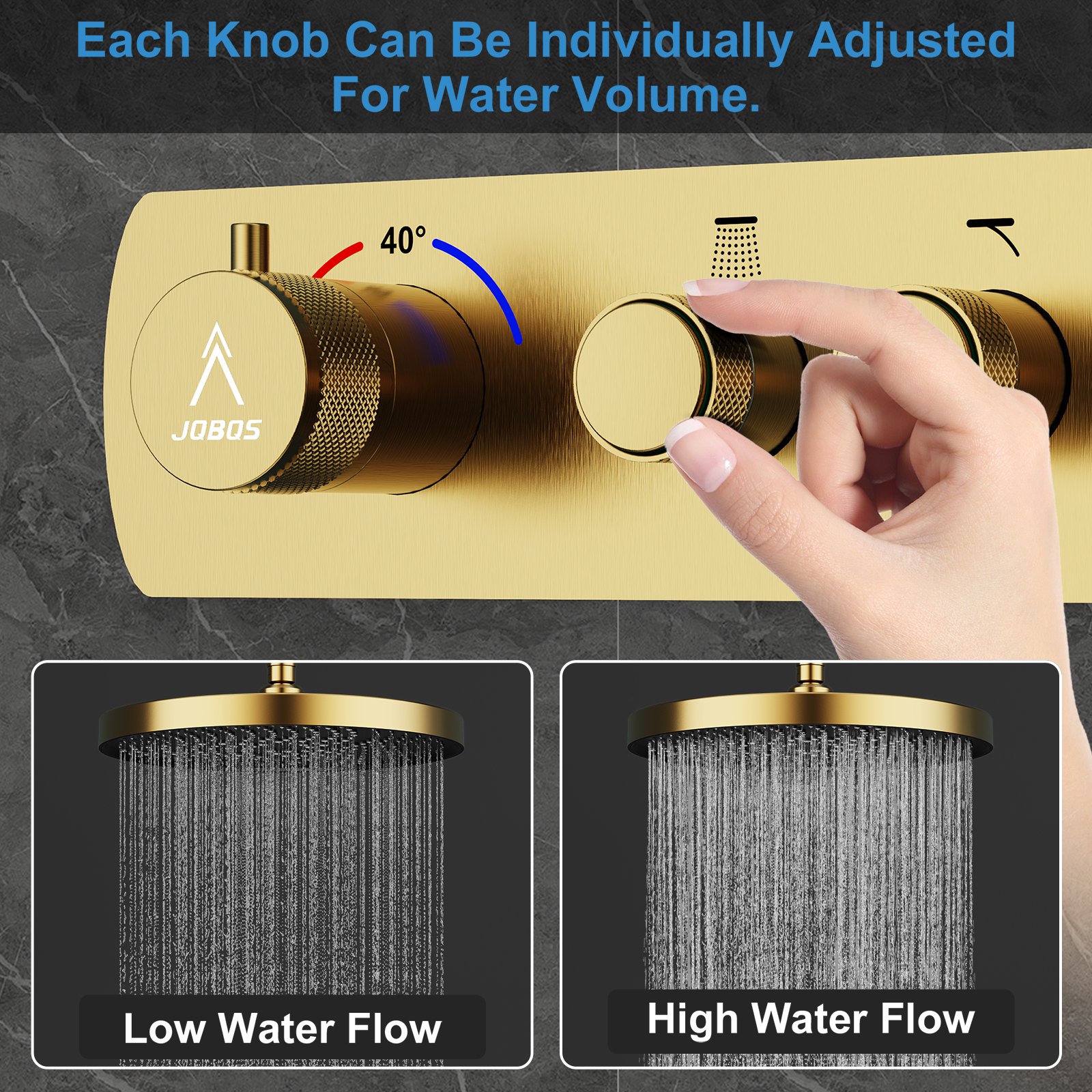 Thermostatic round three-function brushed gold (shower system) - 图片 7