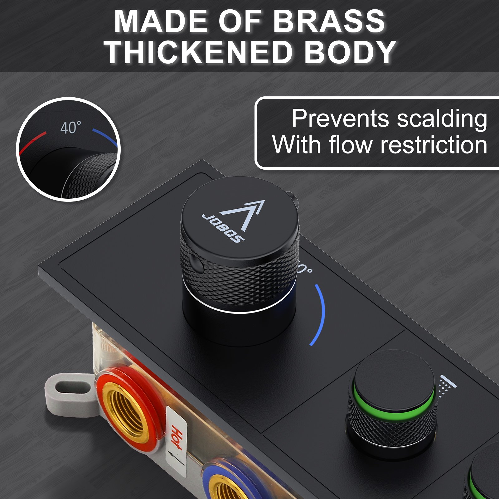 Thermostatic square three-function matte black - 图片 7