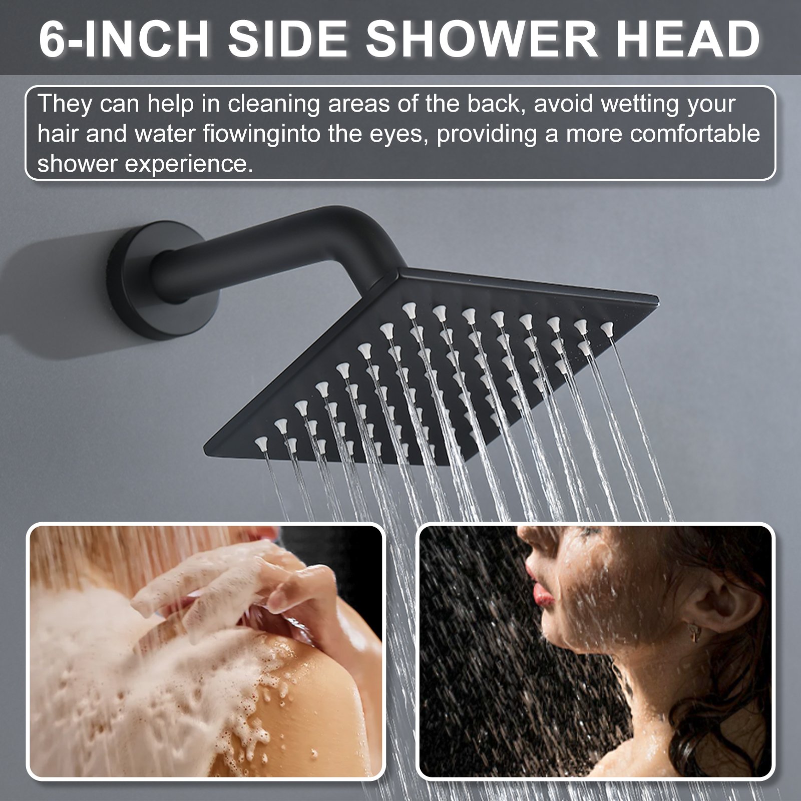 Thermostatic square three-function matte black - 图片 4