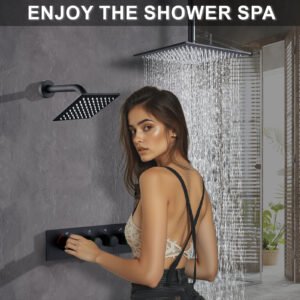 Thermostatic square three-function matte black