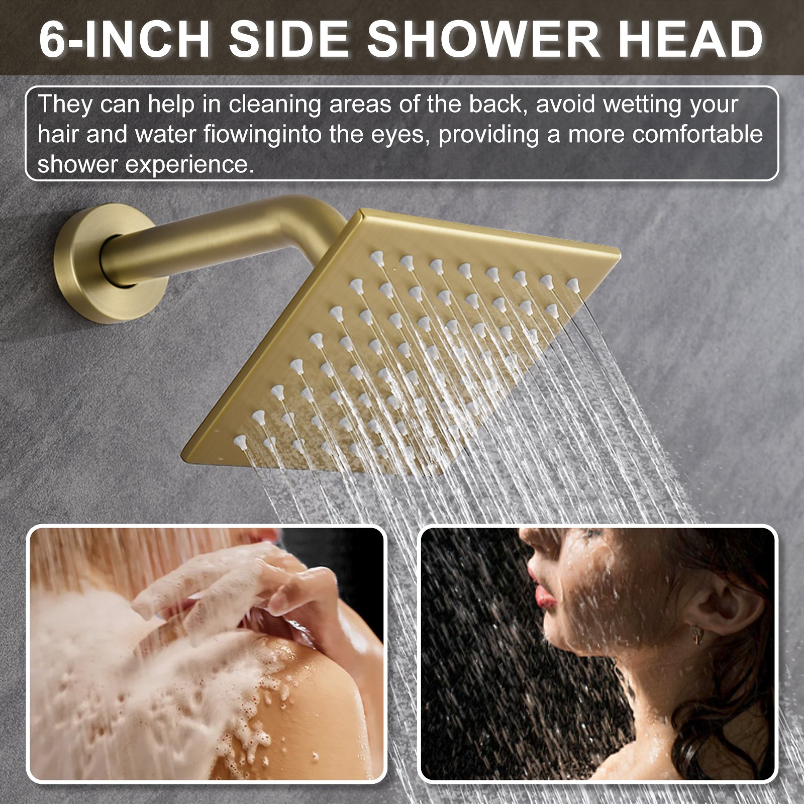 Thermostatic square three-function shower system, brushed gold finish. - 图片 4