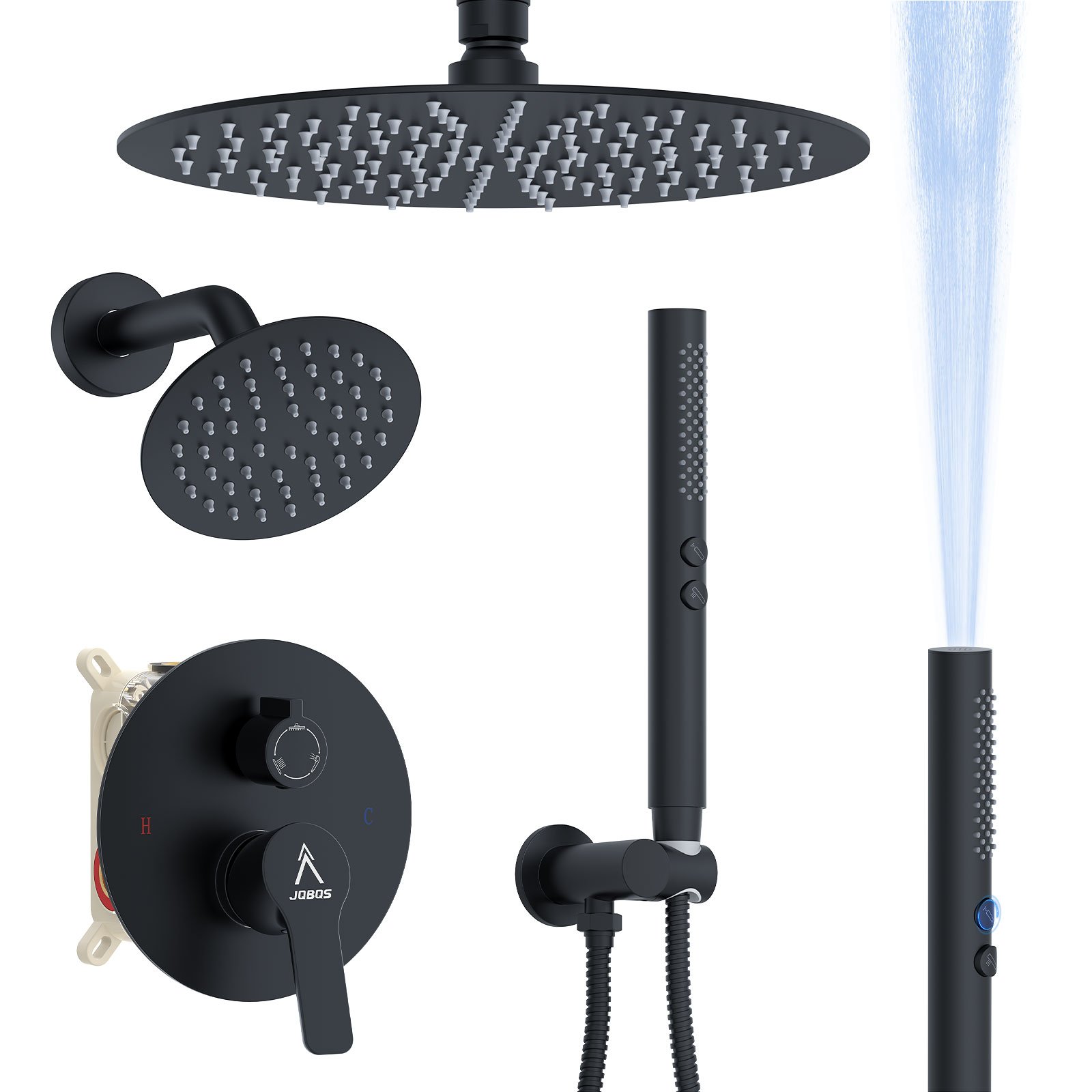 12-inch round, standard three-function, matte black - 图片 2