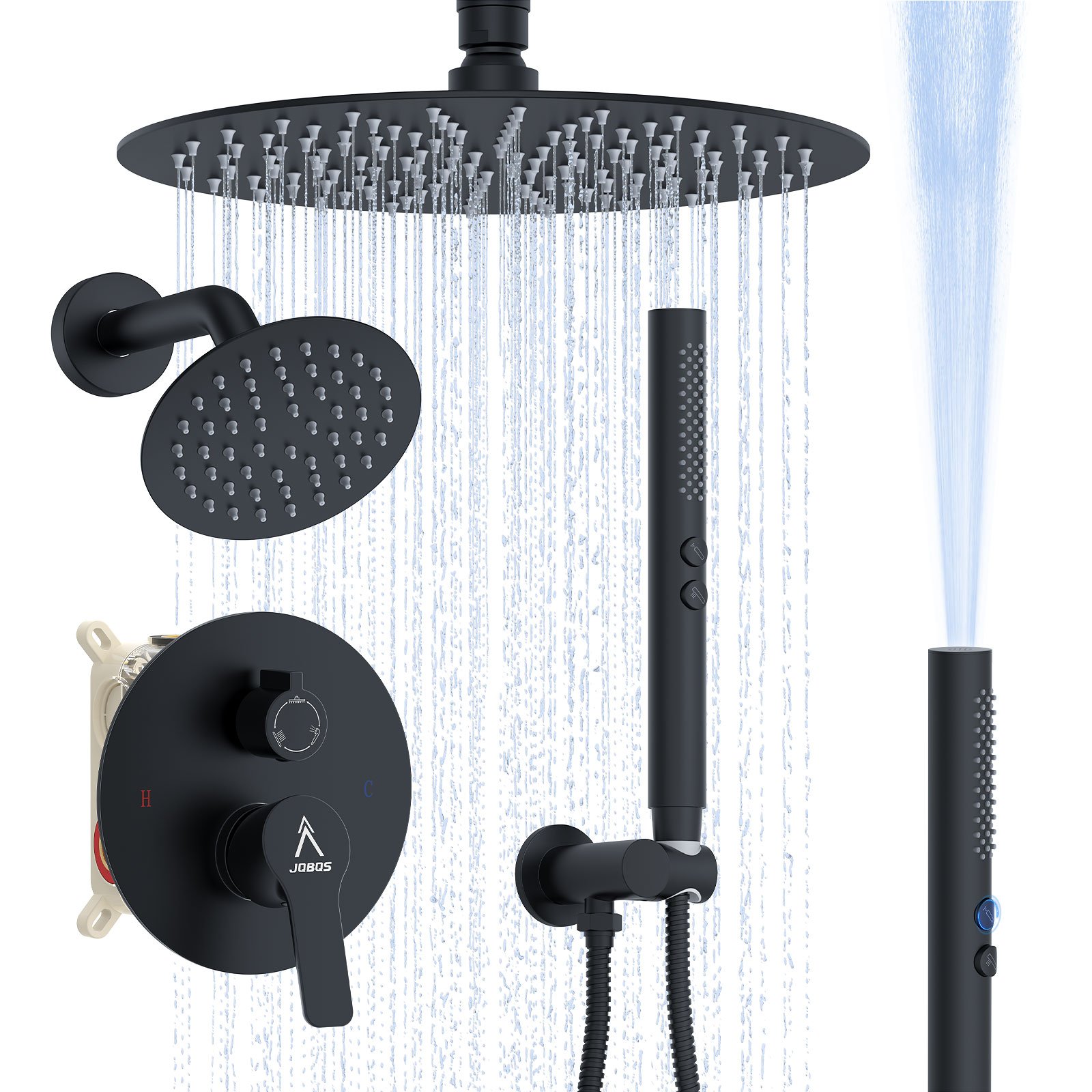 12-inch round, standard three-function, matte black - 图片 3