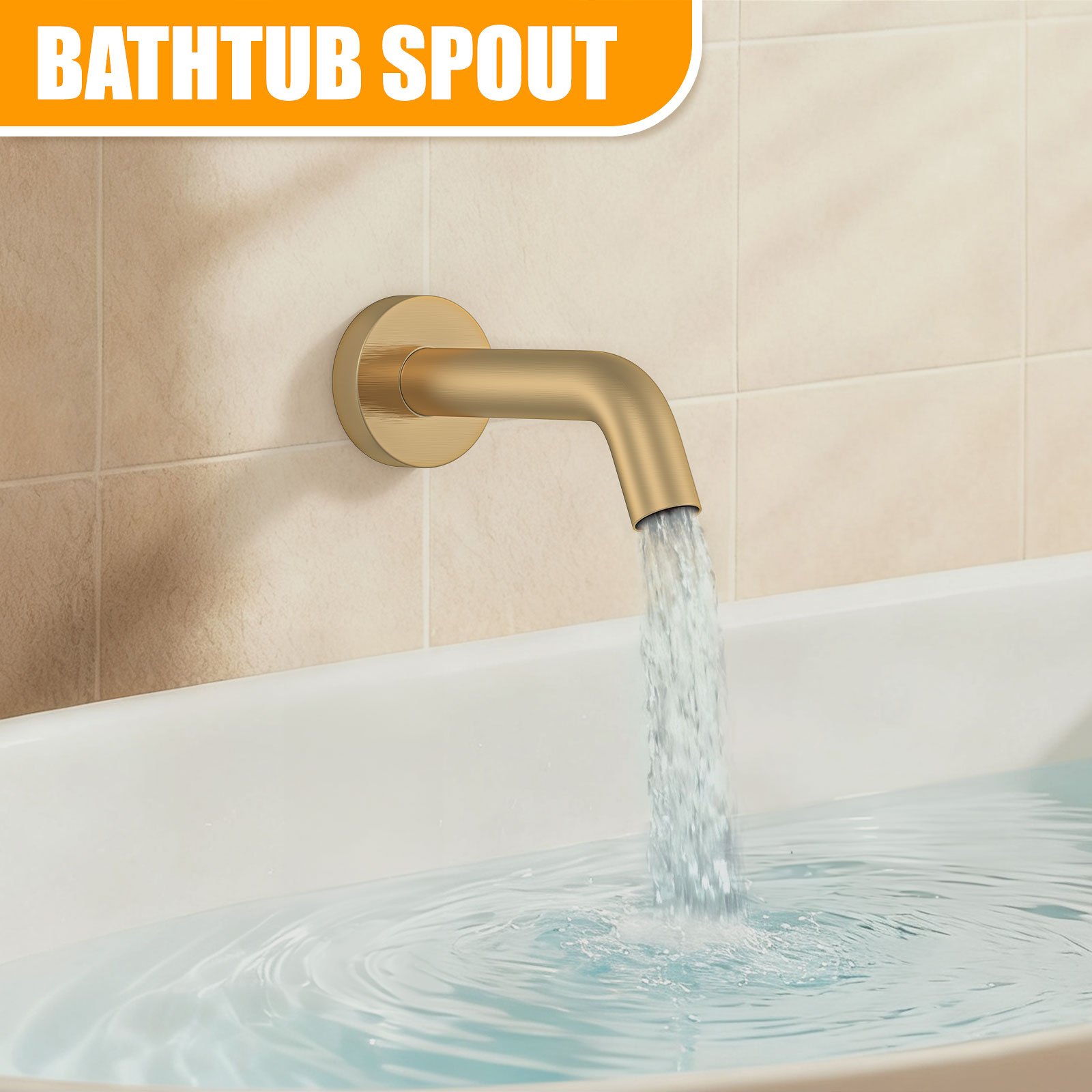 10-inch round bathtub with three functions, brushed gold finish. - 图片 5