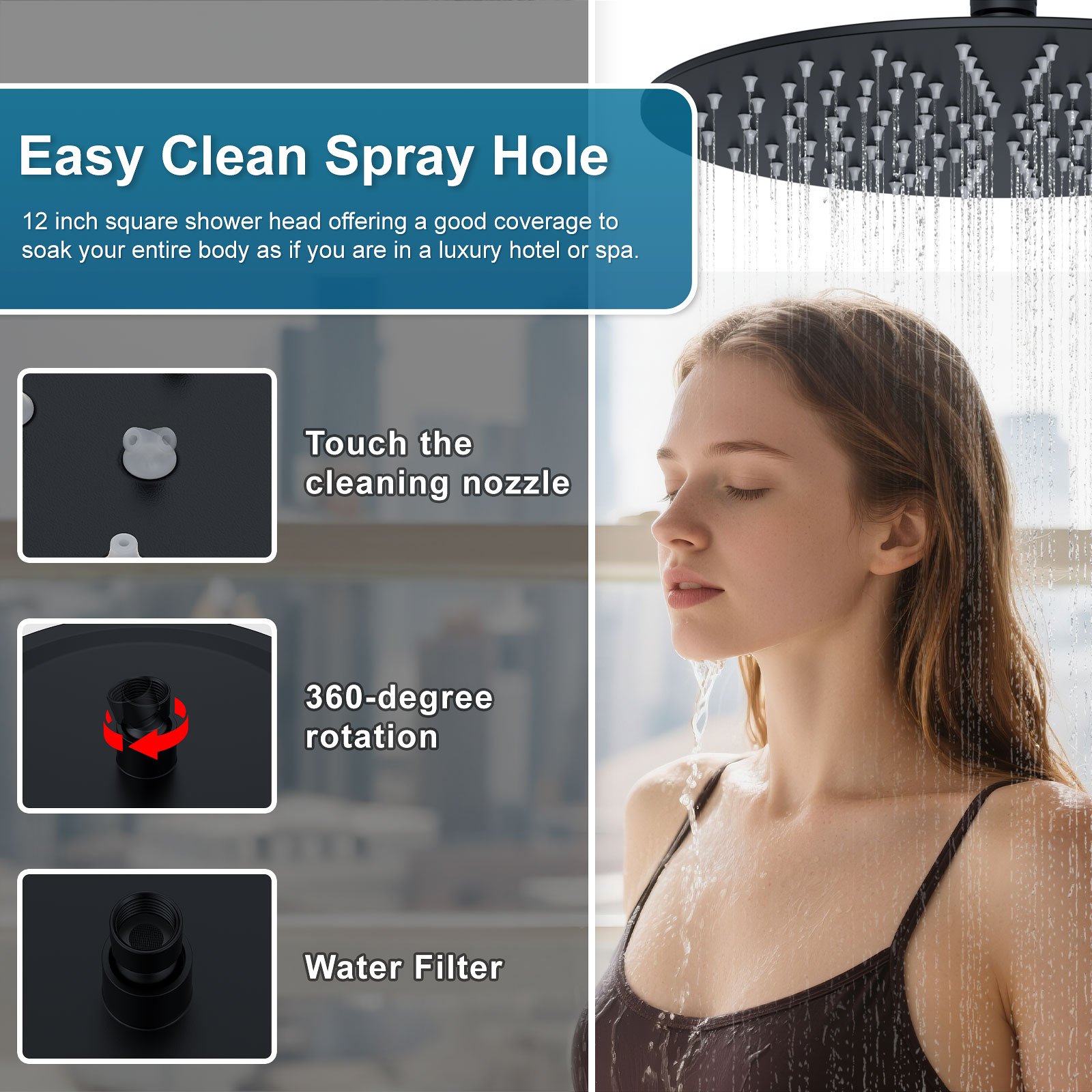 12-inch round, standard three-function, matte black - 图片 5