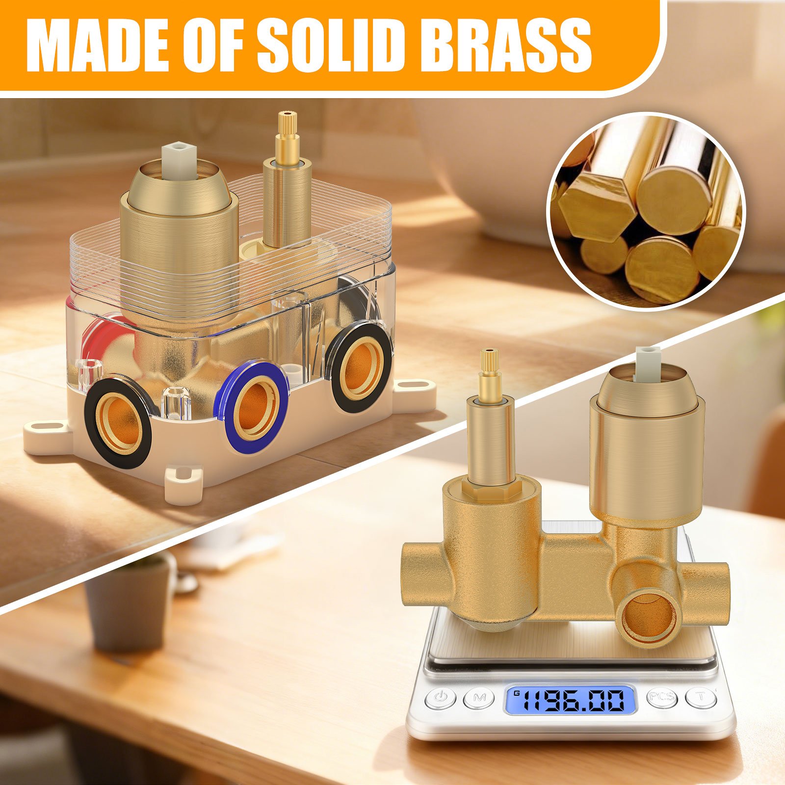 10-inch round bathtub with three functions, brushed gold finish. - 图片 7