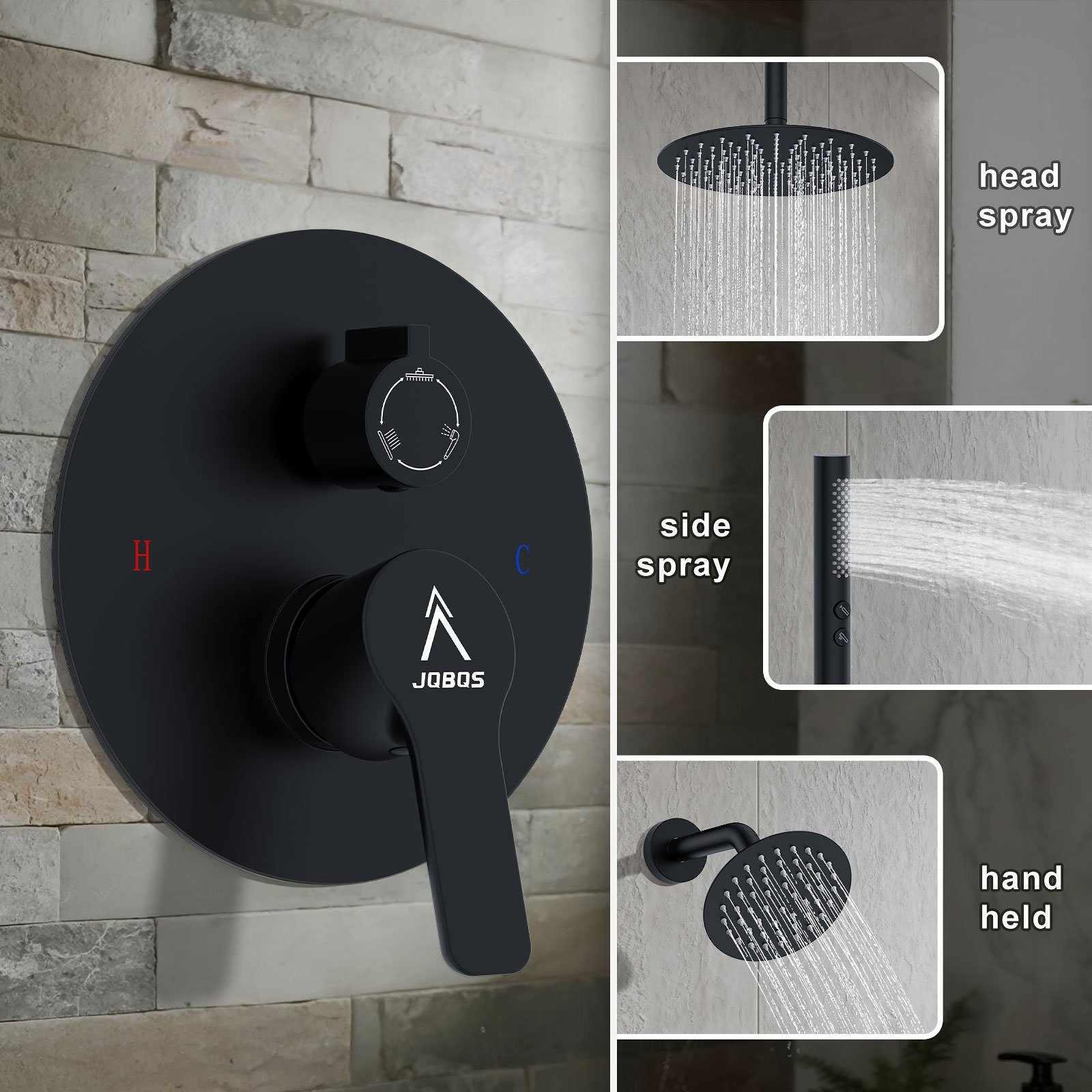 12-inch round, standard three-function, matte black - 图片 9