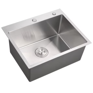 23 Inch Drop In & Undermount Kitchen Sink, Single Bowl Stainless Steel Kitchen Sink, Deep Basin Rust Resistant Farmhouse Sink with Noise Canceling Technology Brushed Silver