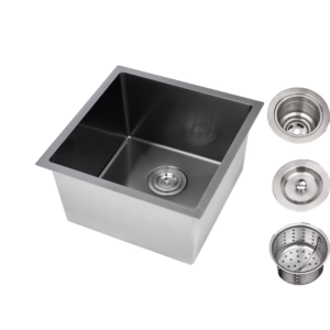18 Inch Drop In & Undermount Kitchen Sink, Single Bowl Stainless Steel Kitchen Sink, Deep Basin Rust Resistant Farmhouse Sink with Noise Canceling Technology Black