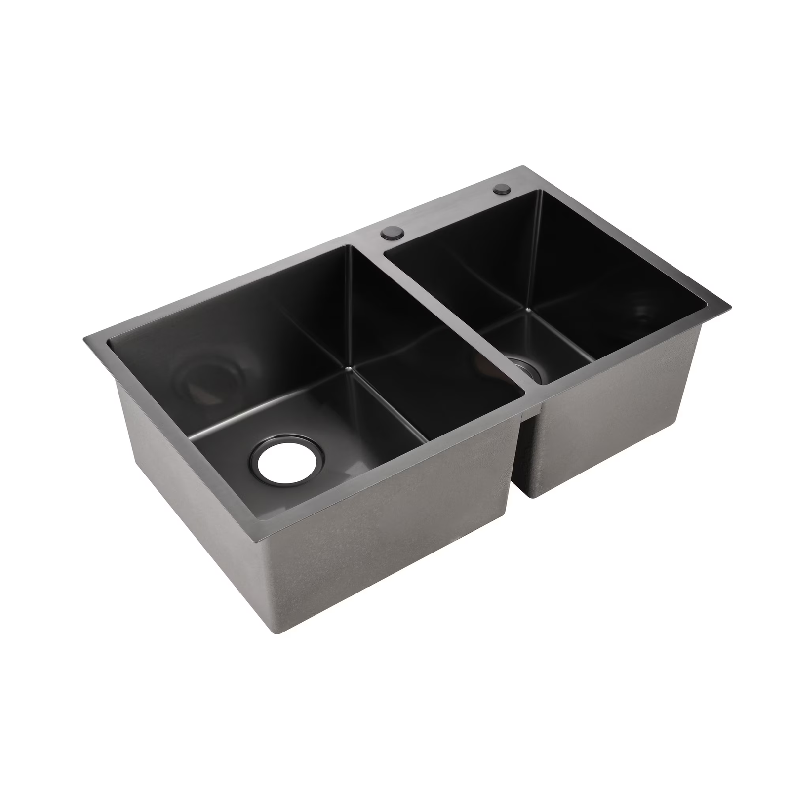 32 Inch Double Bowl Kitchen Sink, Drop In Stainless Steel Sink, Undermount Dual Basin Workstation Sink, Rustproof & Noise Reduction Kitchen Sink Black