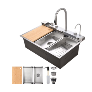 Drop In Kitchen Sink 30 Inch Single Bowl, Top Mount Stainless Steel Kitchen Sink, Deep Rust Resistant Kitchen Sink with Noise Reduction