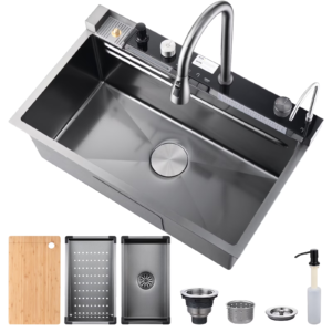 Drop In Kitchen Sink 33 Inch Single Bowl, Top Mount Stainless Steel Kitchen Sink, Deep Rust Resistant Kitchen Sink with Noise Reduction
