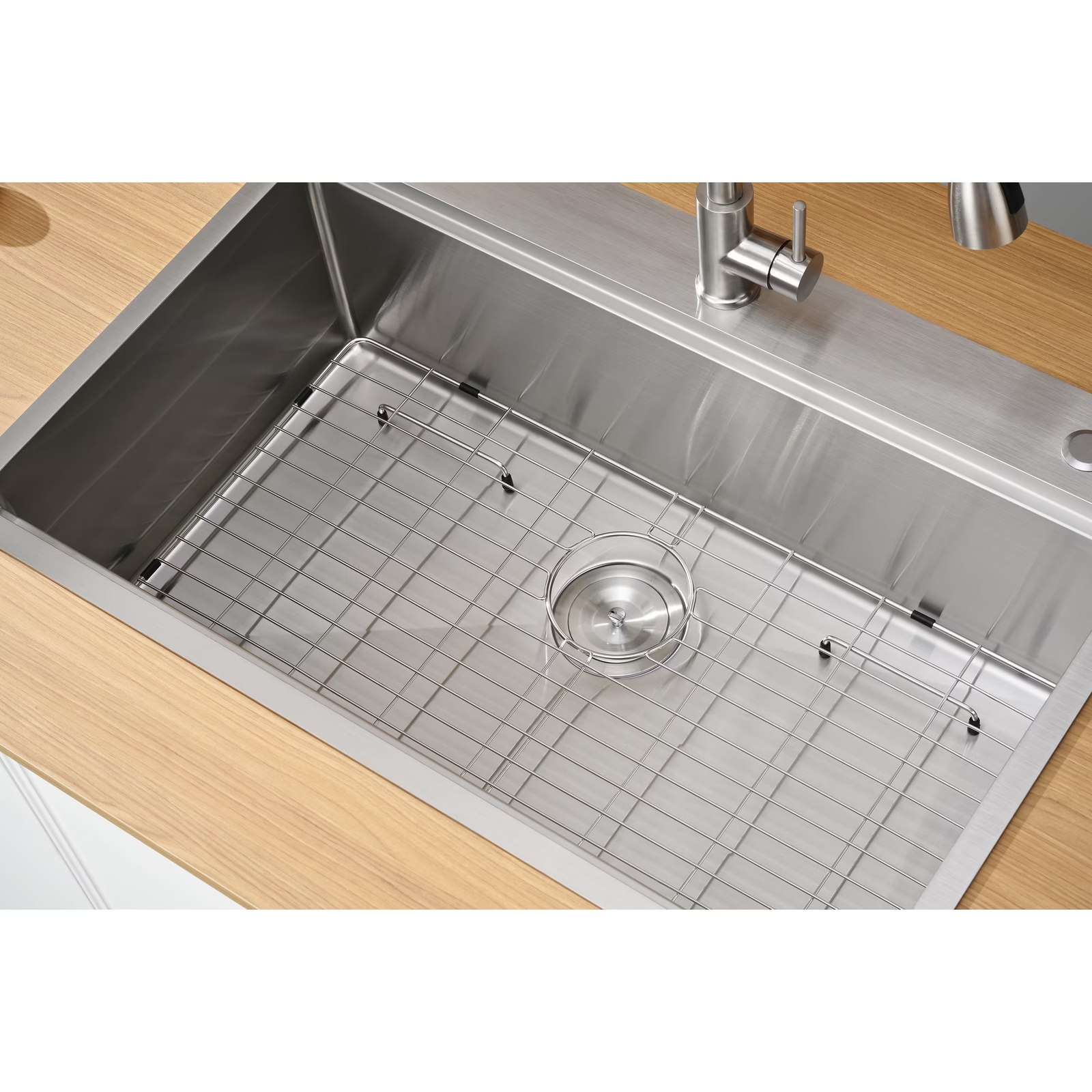 33 Inch Drop In & Undermount Kitchen Sink, Single Bowl Stainless Steel Kitchen Sink, Deep Basin Rust Resistant Farmhouse Sink with Noise Canceling Technology Brushed Silver - 图片 9