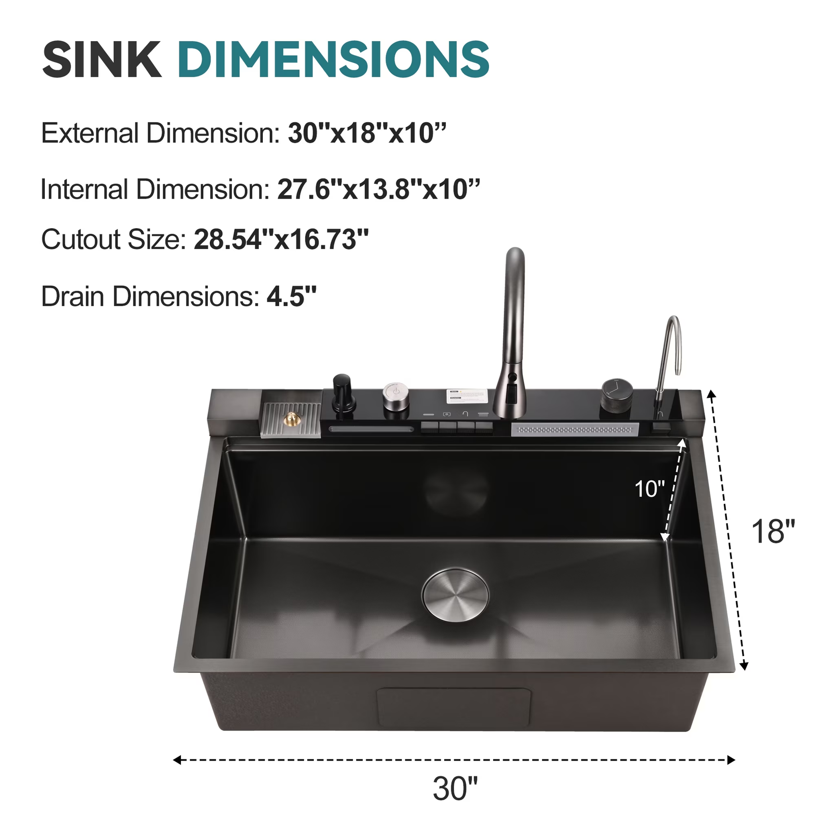 Drop In Kitchen Sink 30 Inch Single Bowl, Top Mount Stainless Steel Kitchen Sink, Deep Rust Resistant Kitchen Sink with Noise Reduction - 图片 7