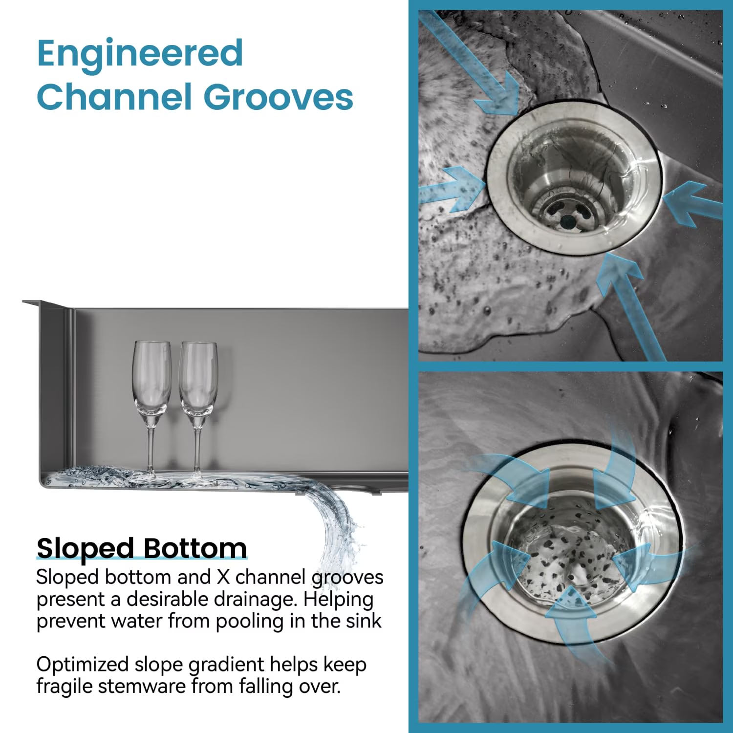 23 Inch Drop In & Undermount Kitchen Sink, Single Bowl Stainless Steel Kitchen Sink, Deep Basin Rust Resistant Farmhouse Sink with Noise Canceling Technology Black - 图片 7
