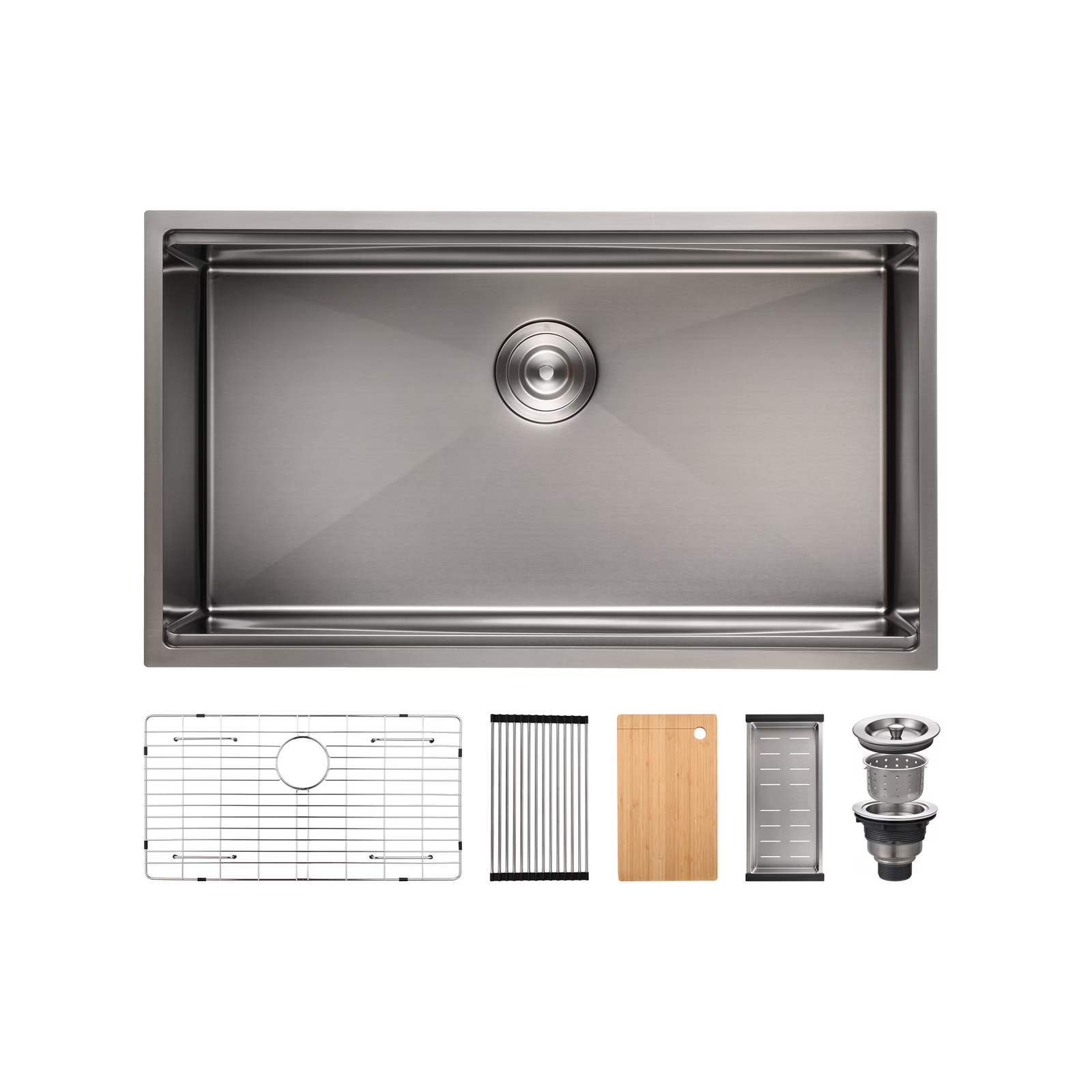 36 Inch Drop In & Undermount Kitchen Sink, Single Bowl Stainless Steel Kitchen Sink, Deep Basin Rust Resistant Farmhouse Sink with Noise Canceling Technology Black - 图片 7