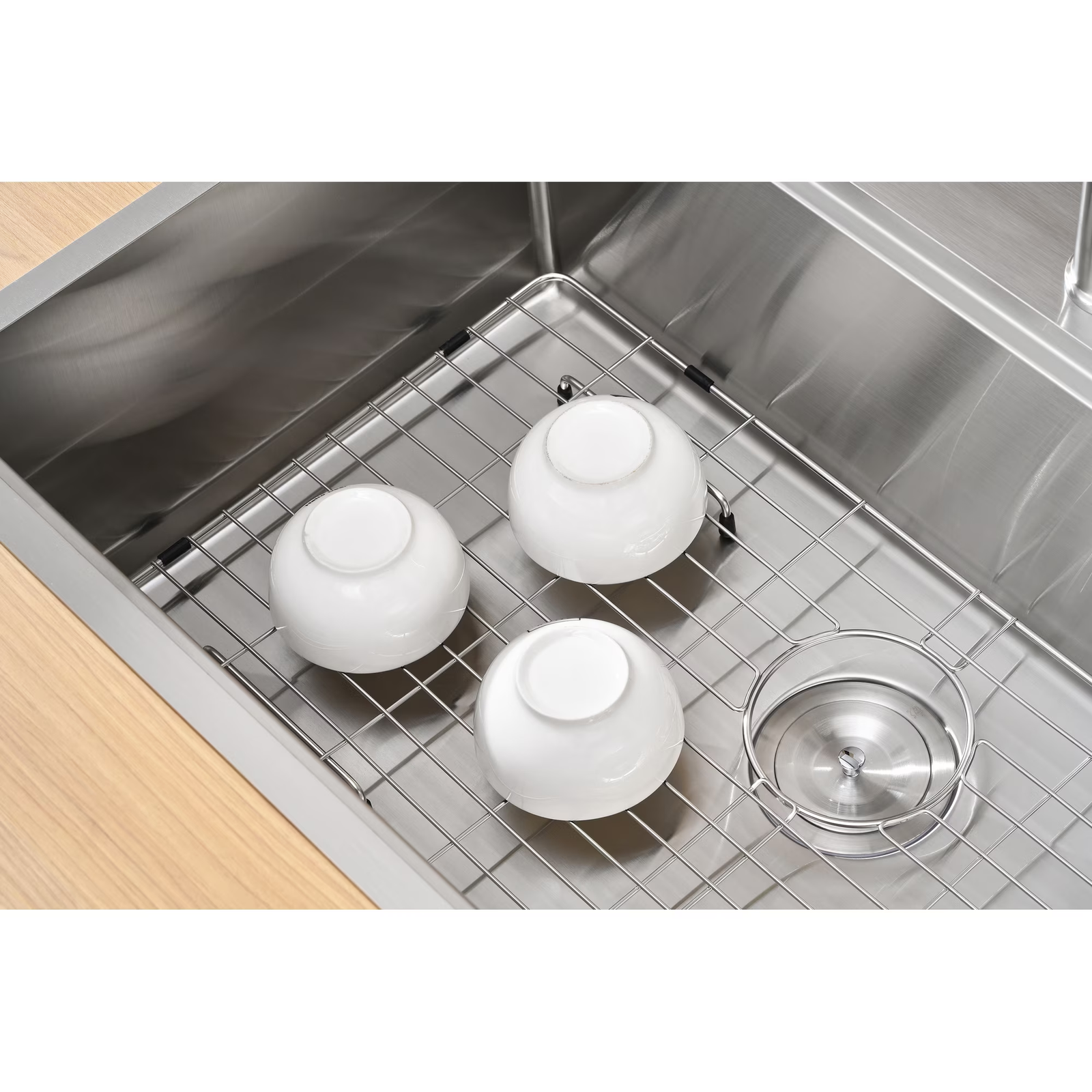 33 Inch Drop In & Undermount Kitchen Sink, Single Bowl Stainless Steel Kitchen Sink, Deep Basin Rust Resistant Farmhouse Sink with Noise Canceling Technology Brushed Silver - 图片 4