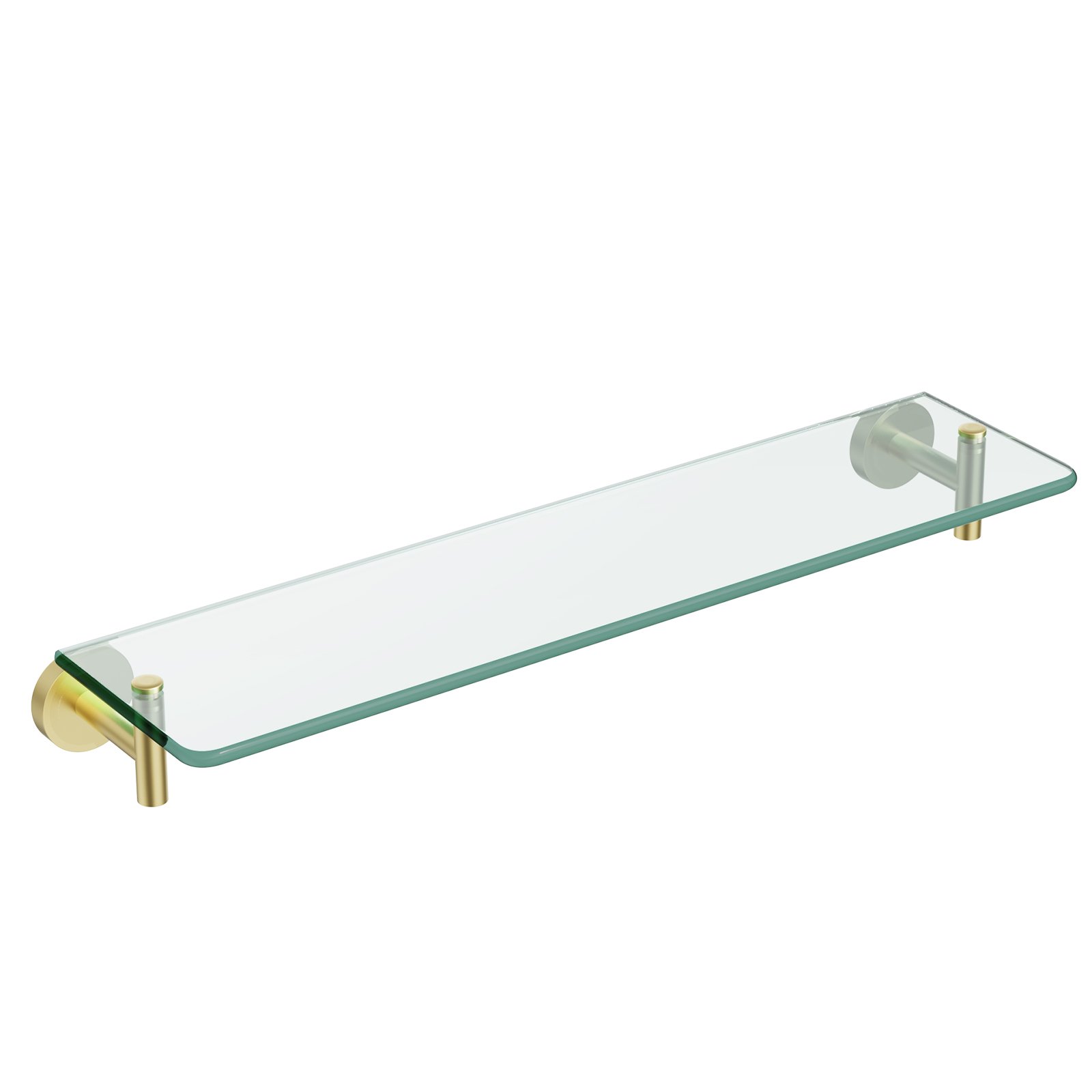 Bathroom Glass Shelf, Floating Stainless Steel Tempered Glass Wall Shelf, Rectangle, 20‑inch, Brushed Gold, Modern, Wall Mounted, 2 Pack - 图片 7