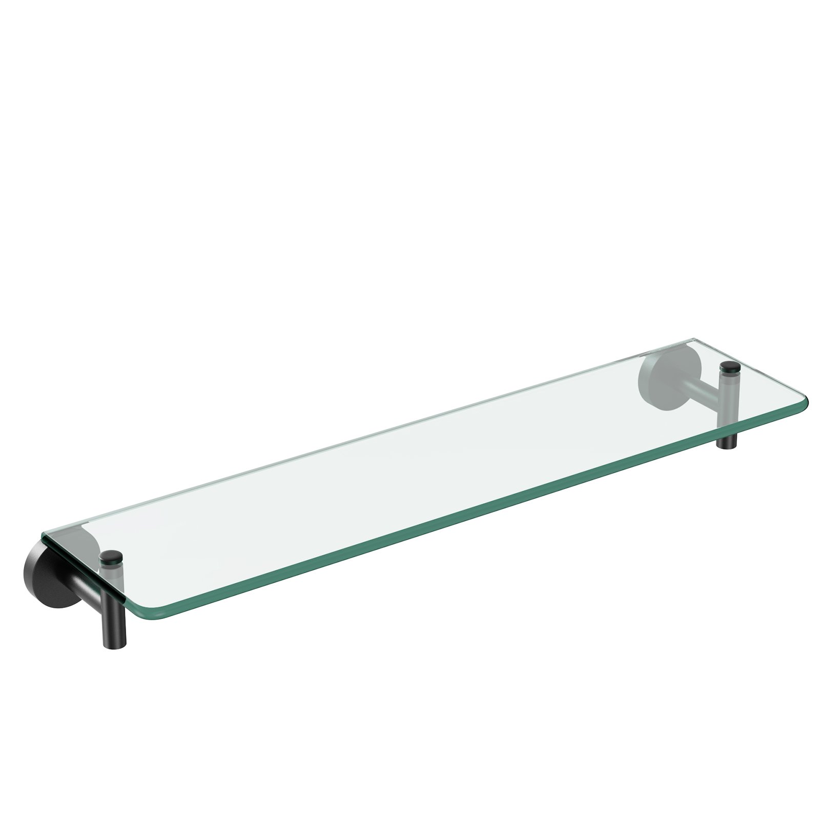 Bathroom Glass Shelf, Floating Tempered Glass Wall Shelf, Rectangle, 20-inch, Matte Black, Modern Wall Mounted 2 Pack - 图片 2