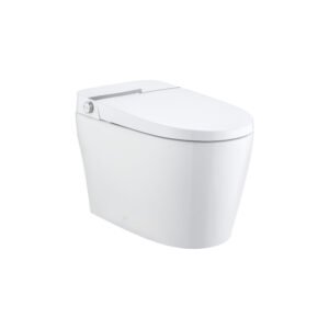 Elongated Tankless Smart Toilet with Bidet, 1.1/1.28GPF Auto Dual Flush, Heated Seat, Warm Wash/Dryer, Foot Kick Flush, Night Light, Soft Closing, Remote Control