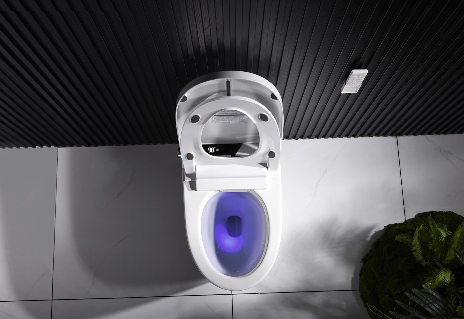 Elongated Tankless Smart Toilet with Bidet, 1.1/1.28GPF Auto Dual Flush, Heated Seat, Warm Wash/Dryer, Foot Kick Flush, Night Light, Soft Closing, Remote Control - 图片 5