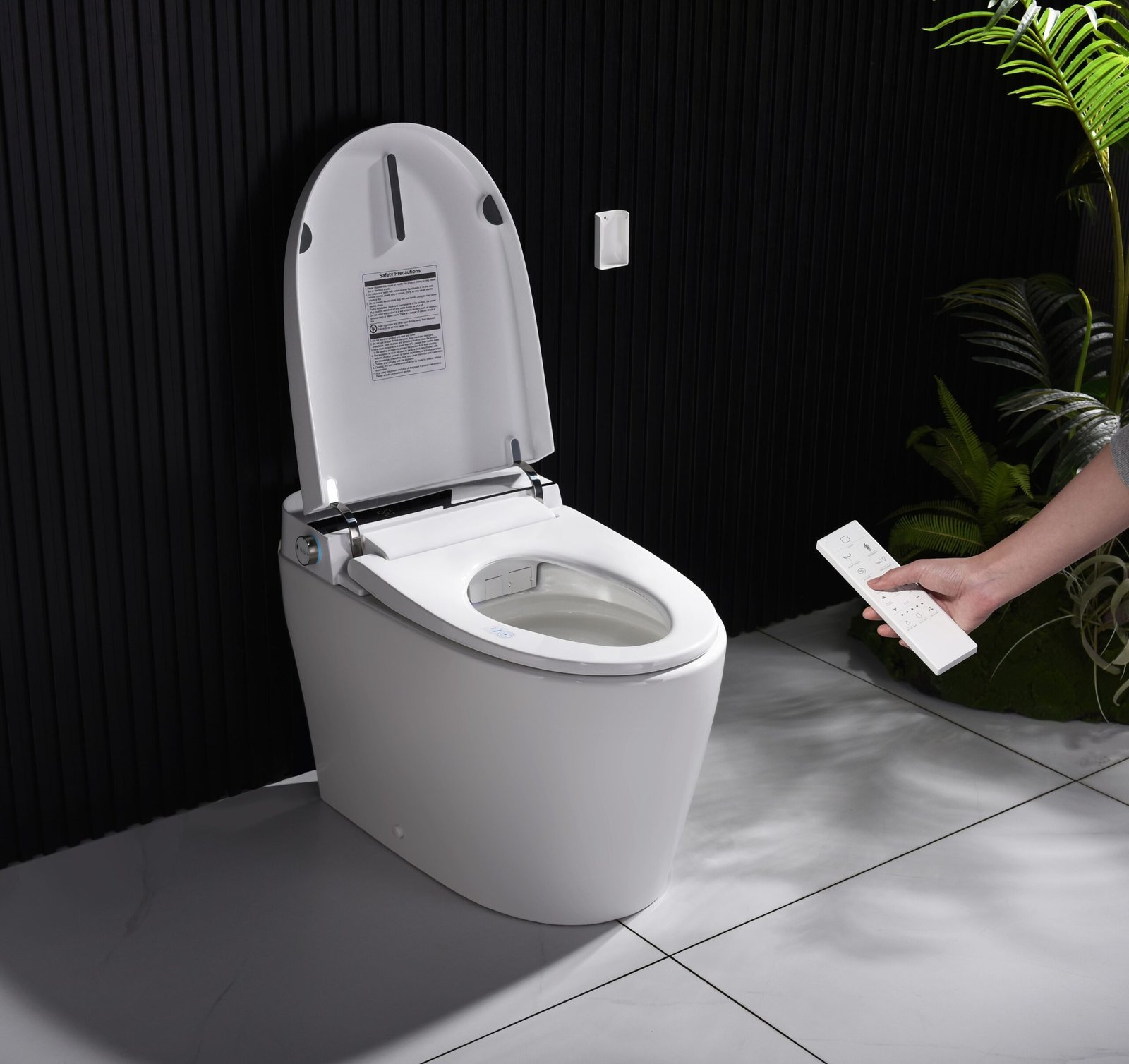 Elongated Tankless Smart Toilet with Bidet, 1.1/1.28GPF Auto Dual Flush, Heated Seat, Warm Wash/Dryer, Foot Kick Flush, Night Light, Soft Closing, Remote Control - 图片 4