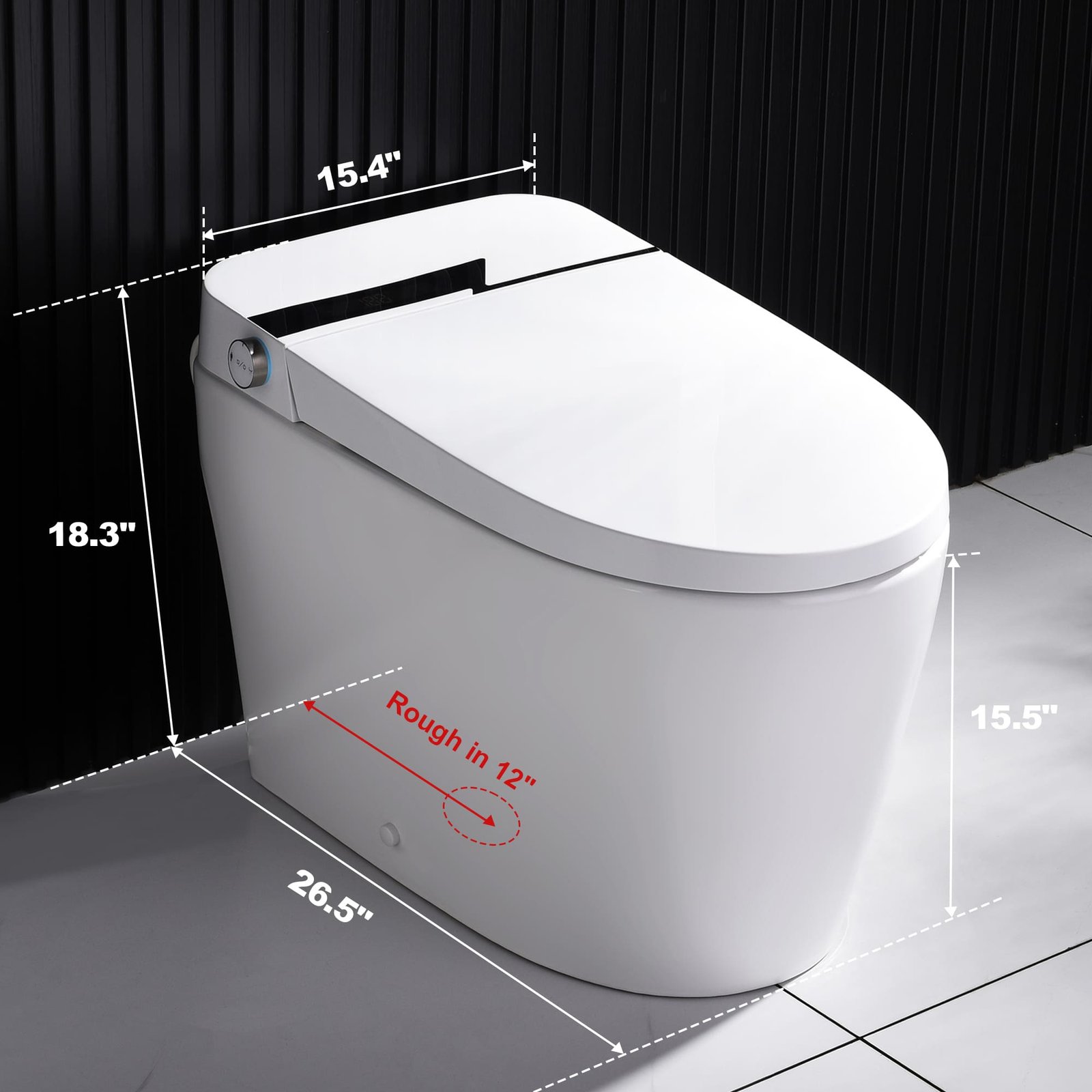Elongated Tankless Smart Toilet with Bidet, 1.1/1.28GPF Auto Dual Flush, Heated Seat, Warm Wash/Dryer, Foot Kick Flush, Night Light, Soft Closing, Remote Control - 图片 2