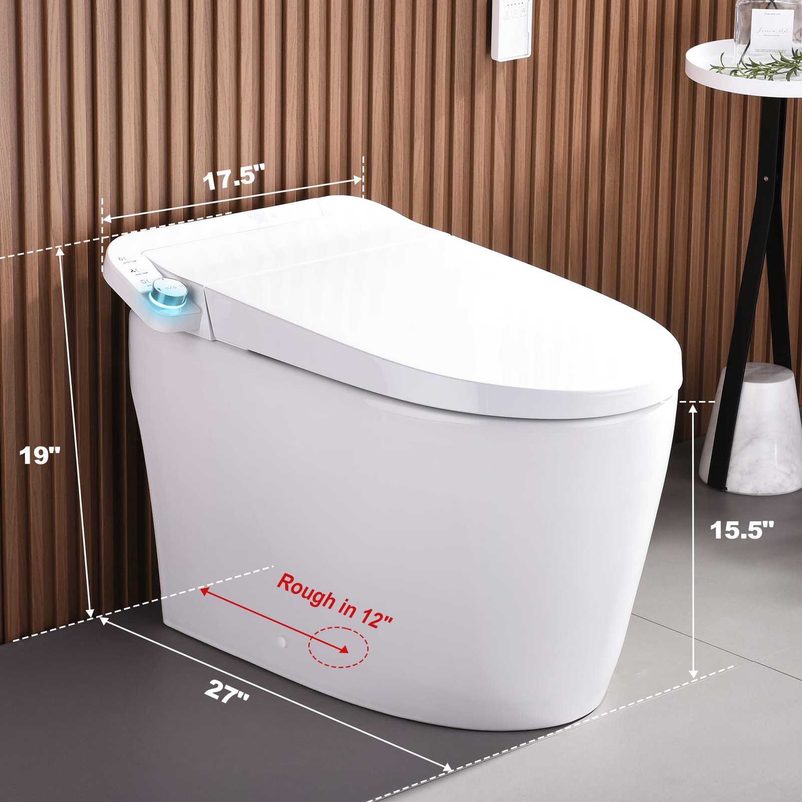 Elongated Smart Tankless Toilet with Bidet, Auto Flush, Heated Seat, Warm Wash/Dryer, Adjustable Water Temp, Foot Sensor Operation, Night Light, Remote Control - 图片 2